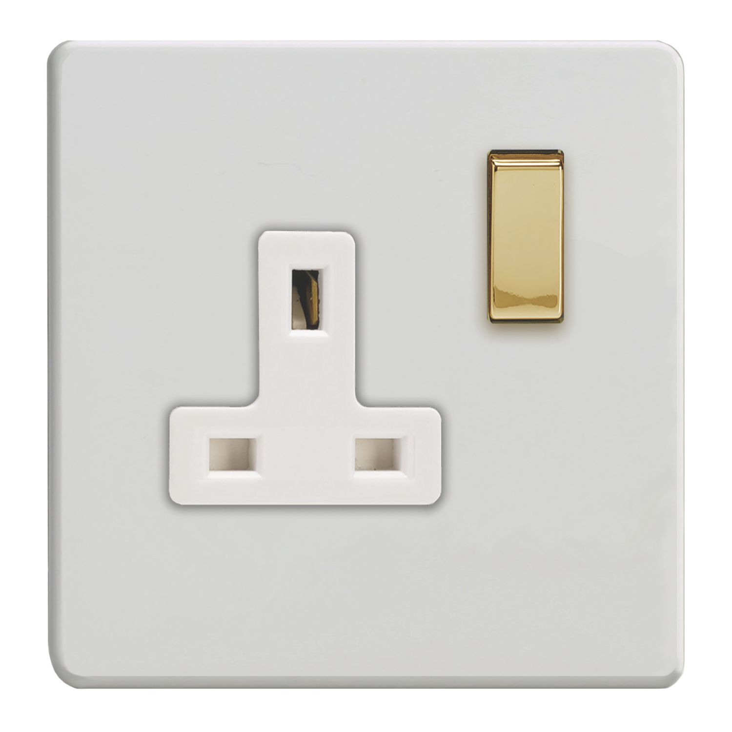 Varilight 13A 1-Gang 2-Pole Switched Socket Paintable with White Inserts (113EC)