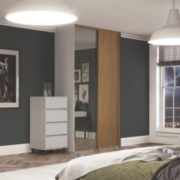 Spacepro Classic 2-Door Sliding Wardrobe Door Kit Oak Frame Oak / Mirror Panel 1489mm x 2260mm