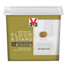V33  Satin Soft Grey Acrylic Floor & Stair Paint 750ml