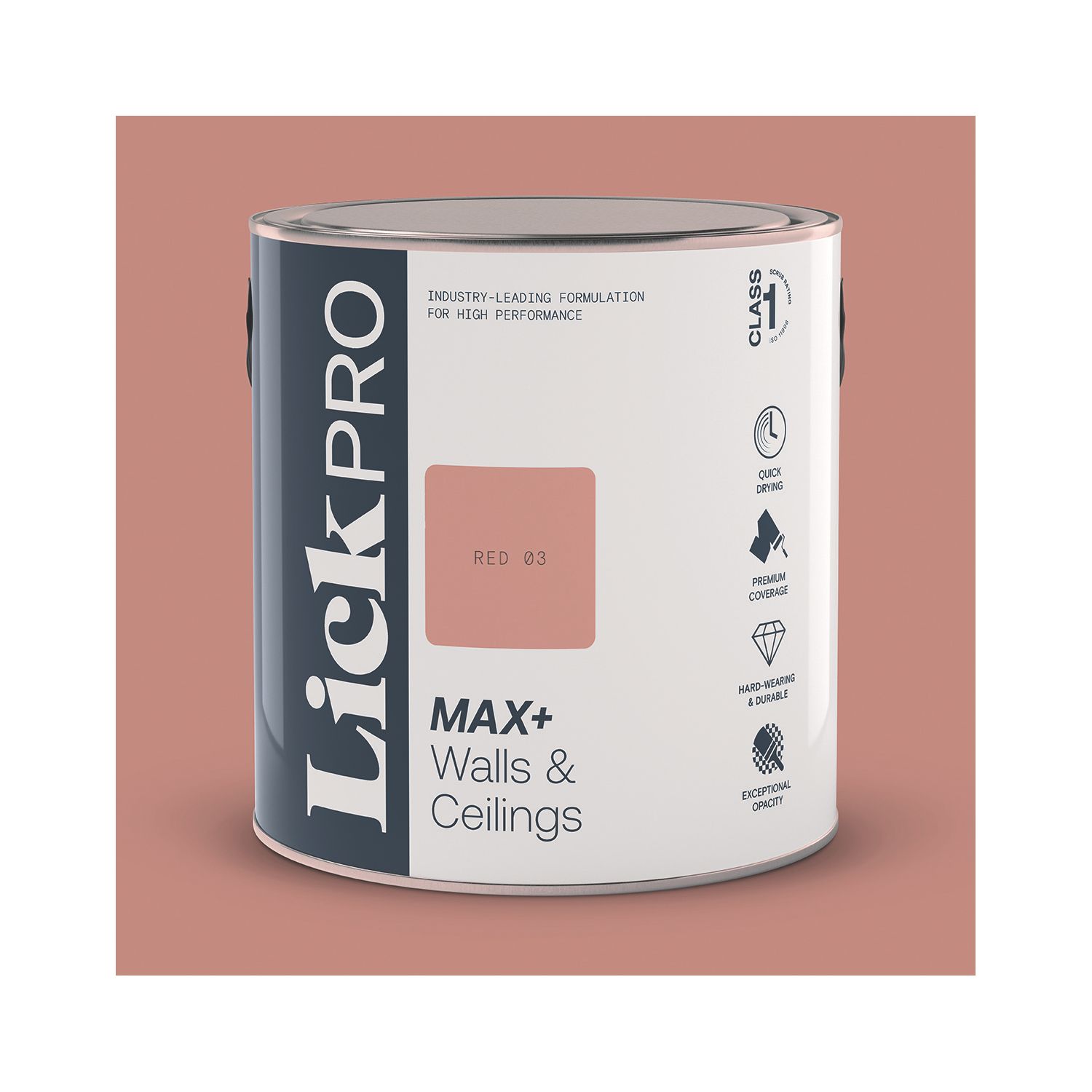 LickPro Max+ 2.5Ltr Red 03 Matt Emulsion Paint (113JX)