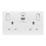 LAP  13A 2-Gang SP Switched Socket + 3A 22W 2-Outlet Type A & C USB Charger White