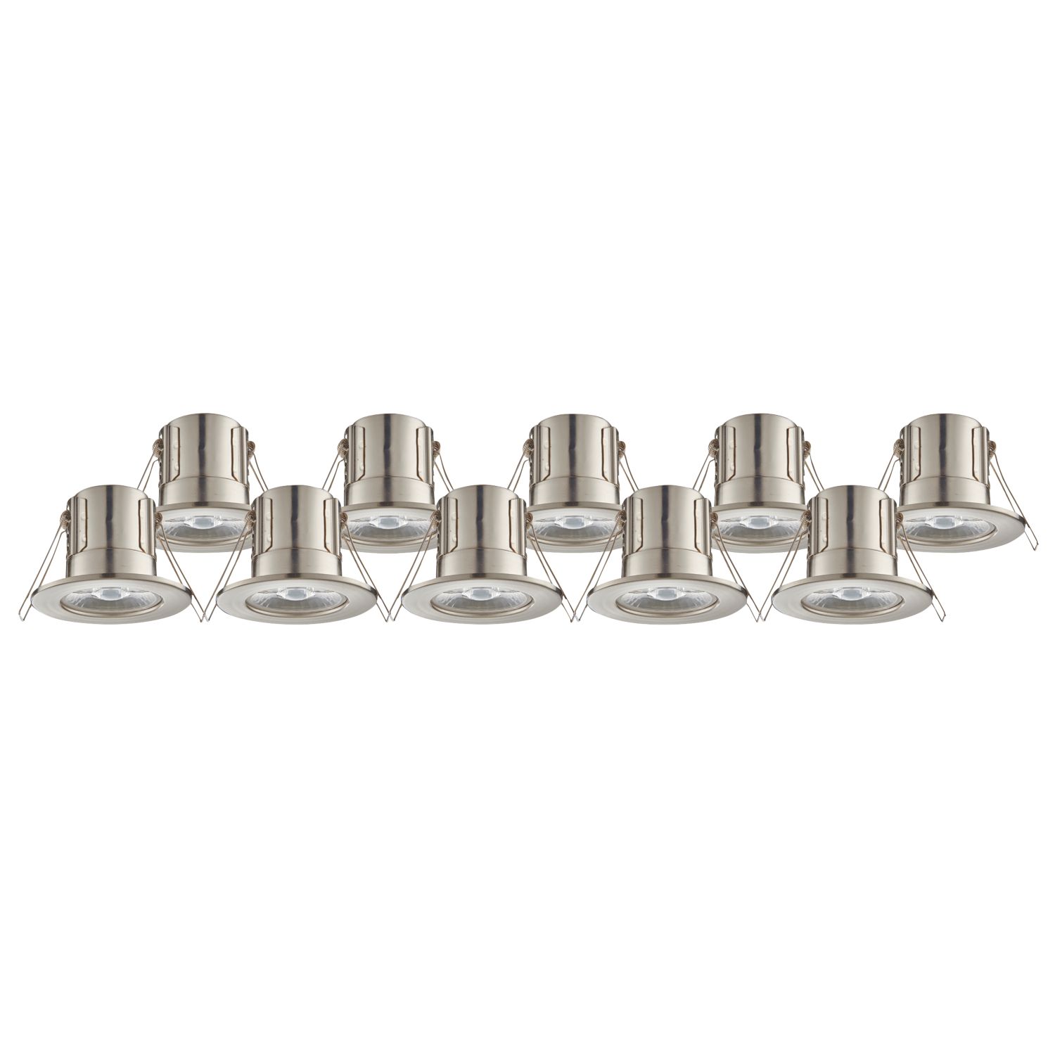 LAP Cosmoseco Fixed Fire Rated LED Downlights Satin Nickel 5.8W 450lm 10 Pack (113PP)
