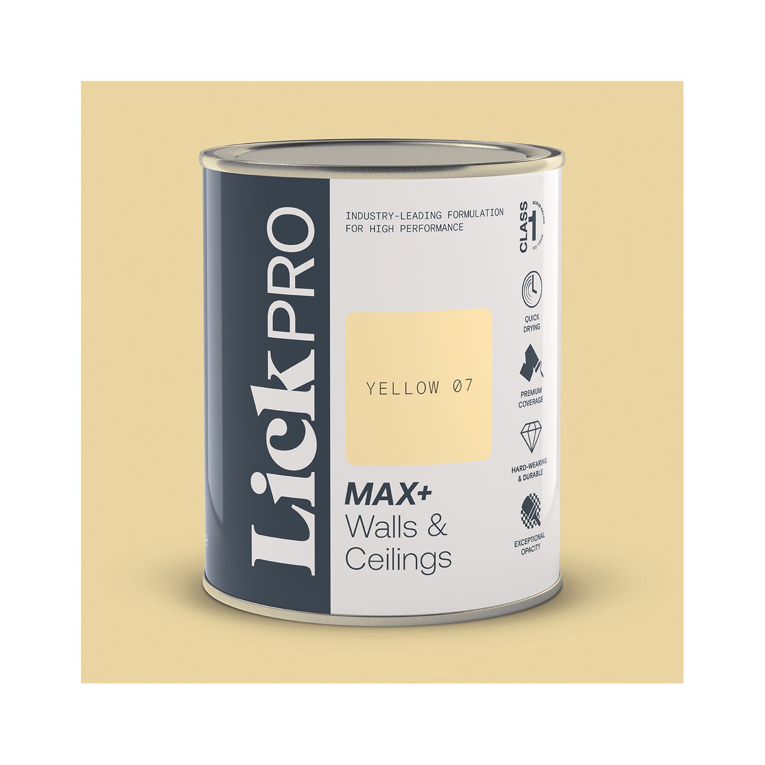 LickPro Max+ 1Ltr Yellow 07 Matt Emulsion Paint (113TM)