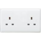 Knightsbridge Curved Edge 13A 2-Gang Unswitched Plug Socket White