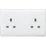 Knightsbridge Curved Edge 13A 2-Gang Unswitched Plug Socket White