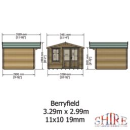 Shire Berryfield 11' x 10' (Nominal) Apex Timber Log Cabin