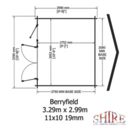 Shire Berryfield 11' x 10' (Nominal) Apex Timber Log Cabin