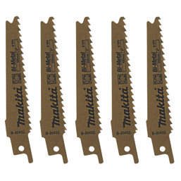Makita  B-20432 Wood with Nails Reciprocating Saw Blades 100mm 5 Pack