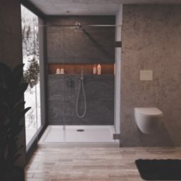 Milan Rectangular Bathroom Shower Tray & Waste White Gloss 1000mm x 800mm x 40mm