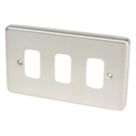 Hager Sollysta WRGP3BS 3-Module Grid Faceplate Brushed Steel