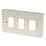 Hager Sollysta WRGP3BS 3-Module Grid Faceplate Brushed Steel