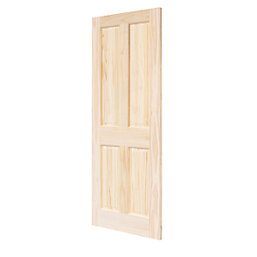 Unfinished Pine  Wooden 4-Panel Internal Victorian-Style Door 2040mm x 726mm