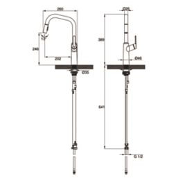 Clearwater Santor SAN20BN Single Lever Tap with Twin Spray Pull-Out Brushed Nickel PVD