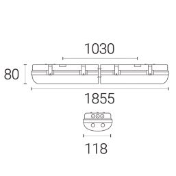 4lite  Twin 6ft Non-Maintained Emergency LED Non Corrosive Batten With Microwave Sensor 73W 7320lm 230V