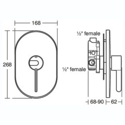 Armitage Shanks Contour 21 Chrome  268mm Lever No Tap Holes Bath Shower Mixer Tap