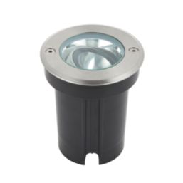 Saxby Hoxton 108mm Outdoor Round LED Recessed Ground Light Brushed Stainless Steel 6.5W 600lm