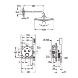Grohe Grohtherm SmartControl Perfect Rear-Fed Concealed Chrome Thermostatic Shower Set