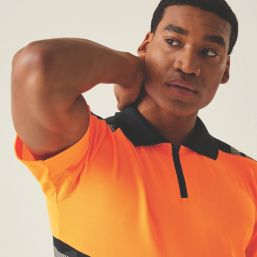Regatta Hi-Vis X-Pro Polo Shirt Black/Orange Small 38" Chest