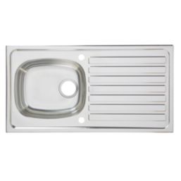 Essentials  1 Bowl Stainless Steel Kitchen Sink & Drainer  940mm x 490mm