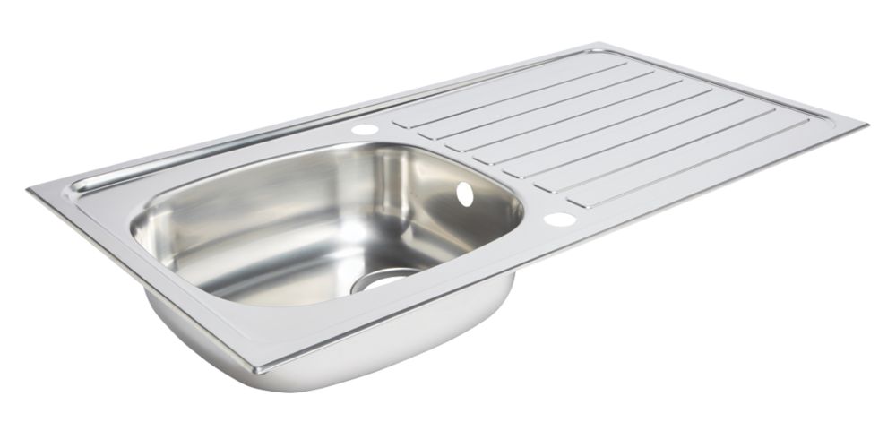 1 Bowl Stainless Steel Kitchen Sink & Drainer  940mm x 490mm
