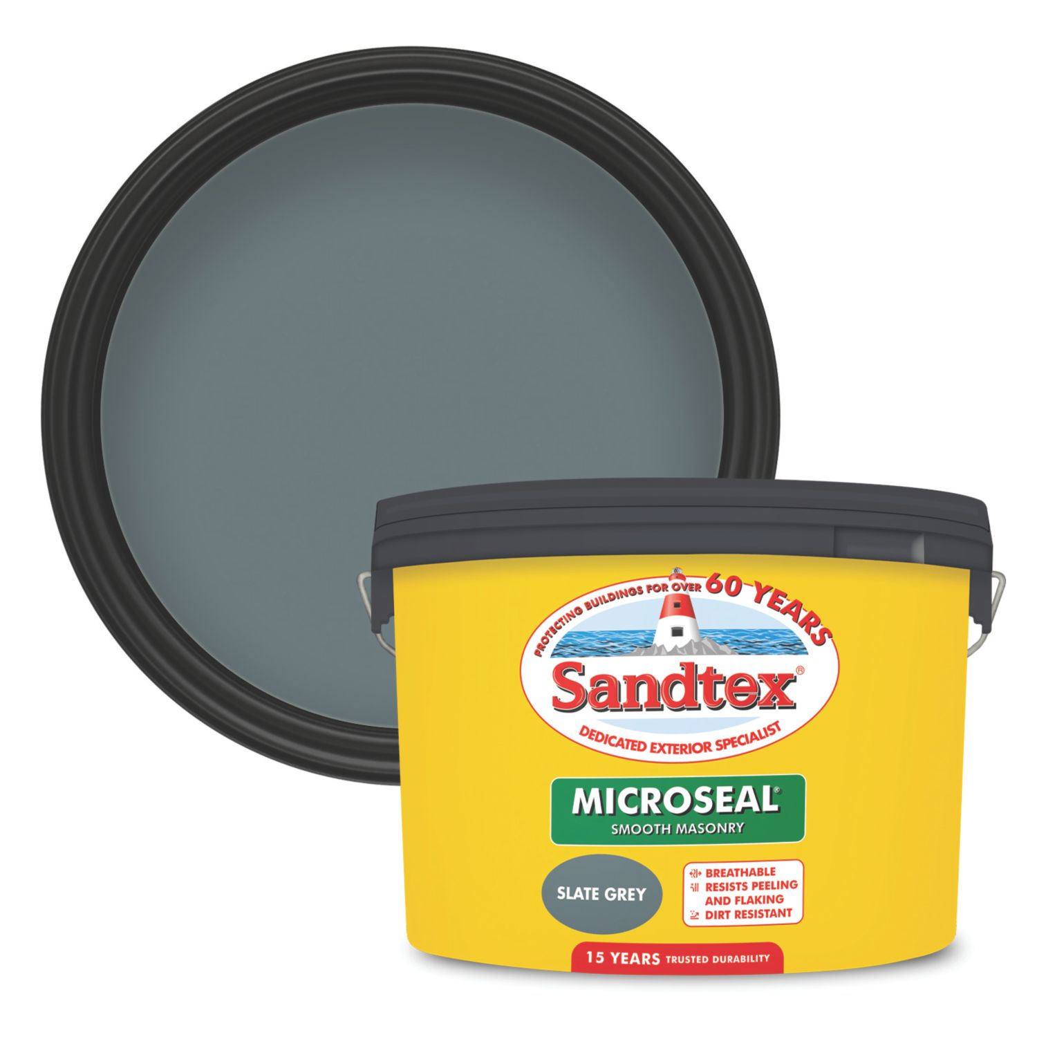 Sandtex 10Ltr Smooth Slate Grey Masonry Paint (115EK)