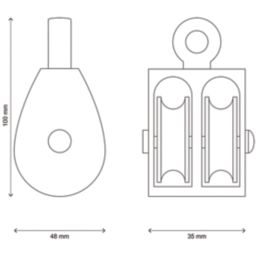 Zinc Alloy Double Wheel Pulley 50mm