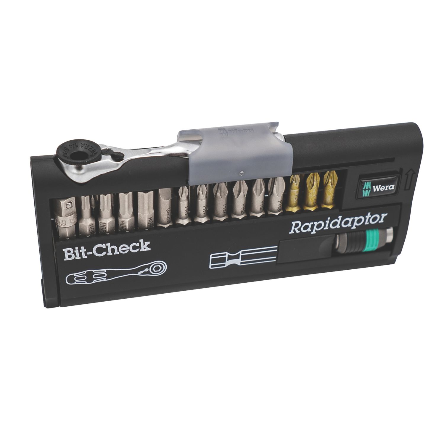 Wera Bit-Check 30 Zyklop Mini 1 1/4" Drive Ratchet & Accessory Set 31 Pcs (115FU)