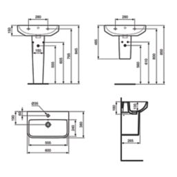 Ideal Standard i.life S Washbasin & Pedestal 1 Tap Hole 600mm