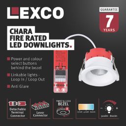 Lexco Chara Fixed  Fire Rated LED Downlight White 11W 500-800lm