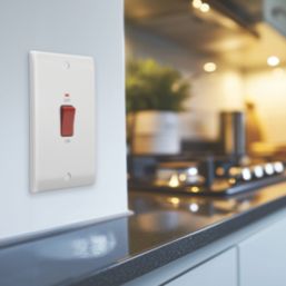 British General  45A 1-Gang DP Cooker Switch White with LED