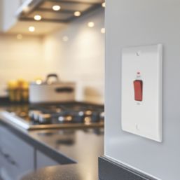 British General  45A 1-Gang DP Cooker Switch White with LED