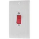 British General  45A 1-Gang DP Cooker Switch White with LED