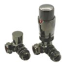 Reina Modal TRV 15mm x 15mm Oiled Bronze Corner & L/S Designer Thermostatic Radiator Valve & Lockshield