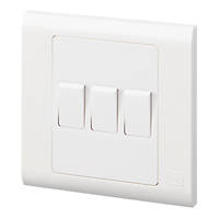MK Essentials 13A 3-Gang 2-Way Light Switch  White with White Inserts