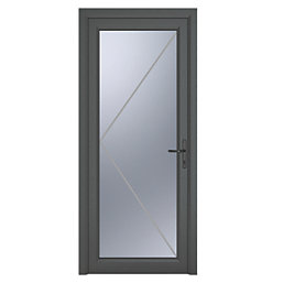 Crystal  Fully Glazed 1-Obscure Light LH Anthracite Grey uPVC Back Door 2090mm x 840mm