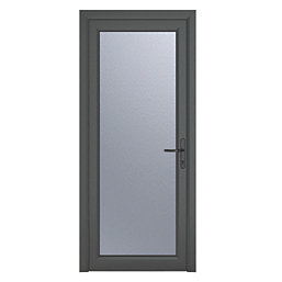 Crystal  Fully Glazed 1-Obscure Light LH Anthracite Grey uPVC Back Door 2090mm x 840mm