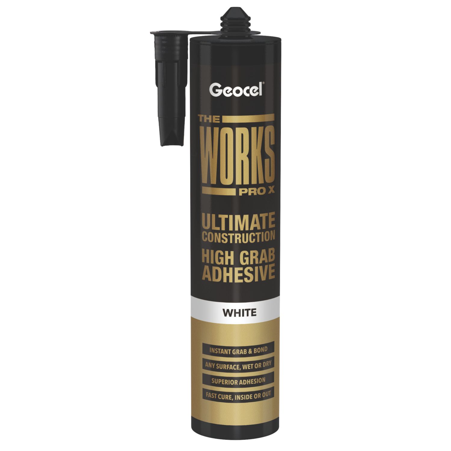Geocel The Works Pro X Solvent-Free Grab Adhesive White 290ml (116KH)