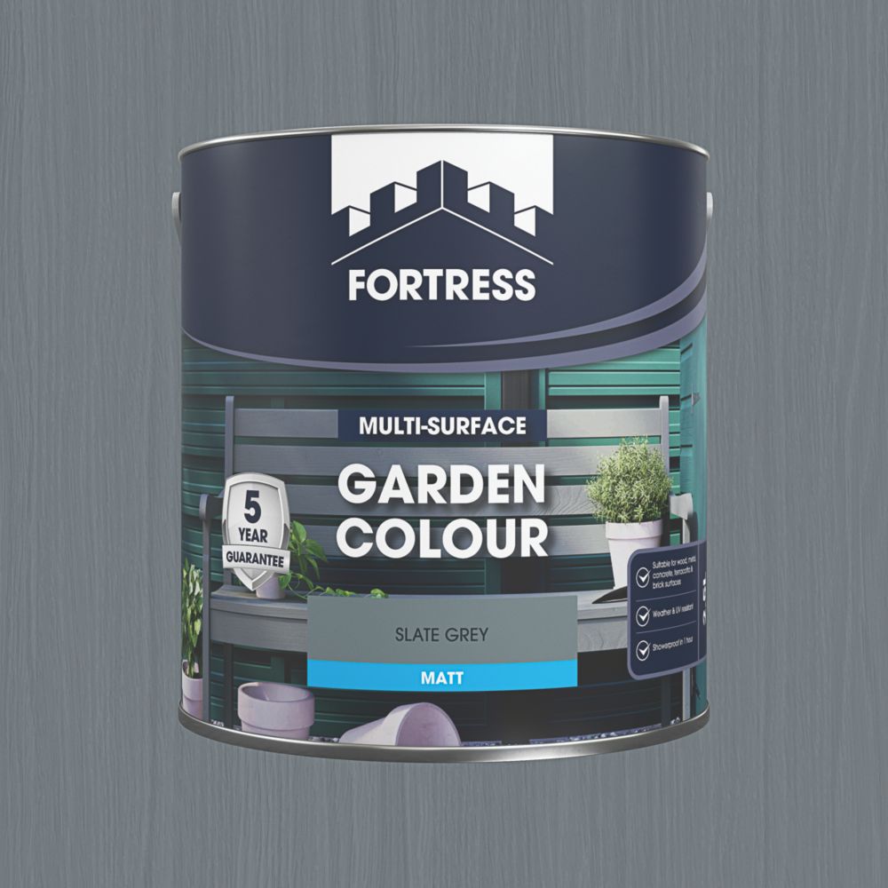 Fortress 2.5Ltr Slate Grey Matt Garden Paint Screwfix