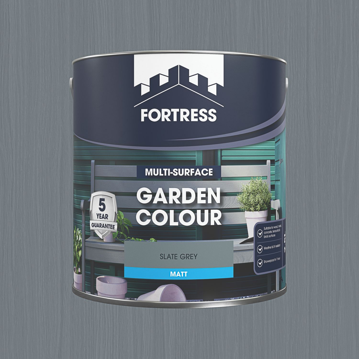Fortress 2.5Ltr Slate Grey Matt Garden Paint (116PC)