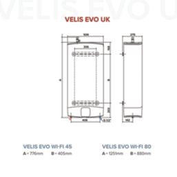 Ariston Velis Evo Electric Storage Water Heater 1.5/3kW 80Ltr - Screwfix