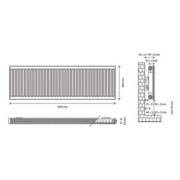 Flomasta 600mm x 1600mm 5190BTU White Type 11 Convector Radiator