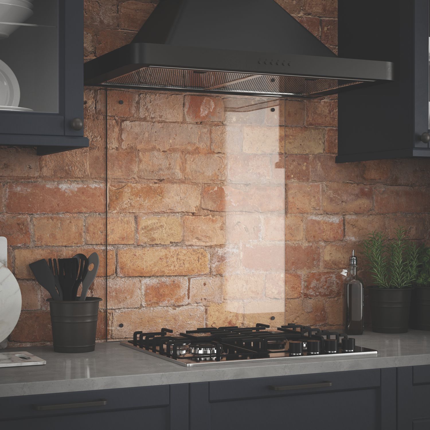 Splashback Clear with Bronze Caps Kitchen Splashback 600mm x 700mm x 6mm (116YR)