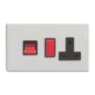 Varilight  45A 2-Gang 2-Pole Cooker Switch & 13A DP Switched Socket Paintable  with Black Inserts