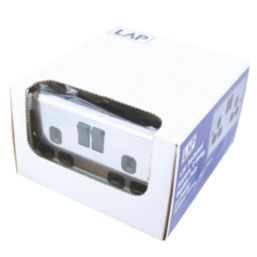 LAP  13A 2-Gang SP Switched Plug Sockets Polished Chrome  with Black Inserts 5 Pack