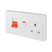 Schneider Electric Ultimate Slimline 45A 2-Gang DP Cooker Switch & 13A DP Switched Socket White