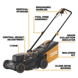 Titan  1700W 38cm Lawn Mower 230V