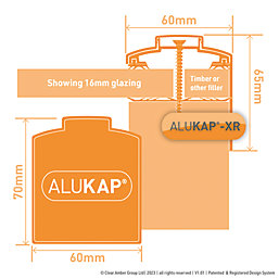 ALUKAP-XR White  Gable Glazing Bar with Gasket 3000mm x 60mm