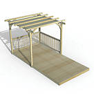 Forest Ultima 16' x 8' (Nominal) Flat Pergola & Decking Kit with 2 x Balustrades & Canopy