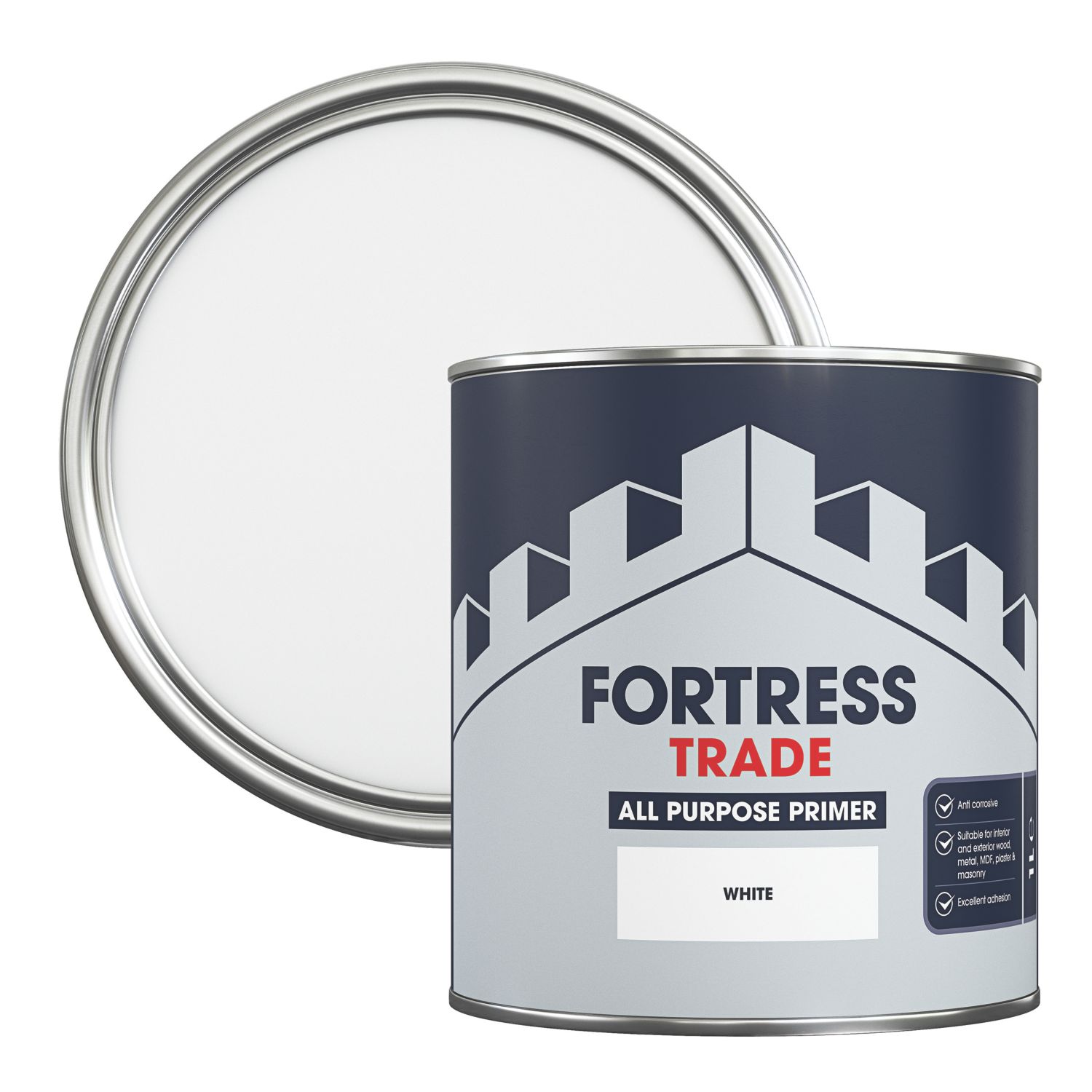Fortress Trade 1Ltr White Matt Anti Corrosive Interior & Exterior Multi Surface Primer (117JM)