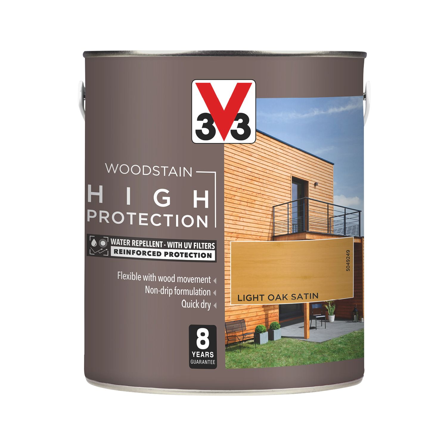 V33 2.5Ltr Light Oak Satin Water-Based Exterior Wood Stain (117JY)